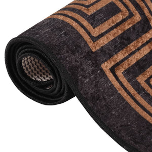 vidaXL Rug Washable Black and Gold 150x230 cm Anti Slip