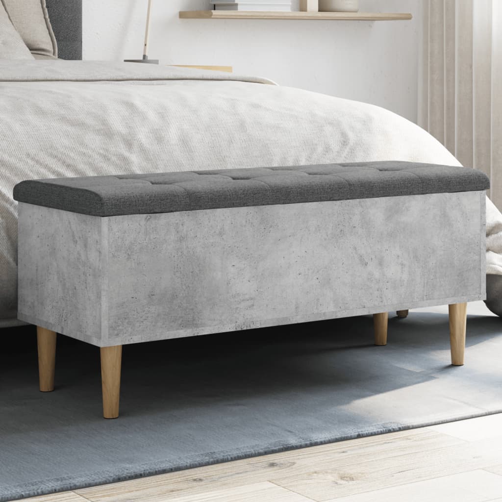 vidaXL Storage Bench Concrete Grey 102x42x46 cm Engineered Wood