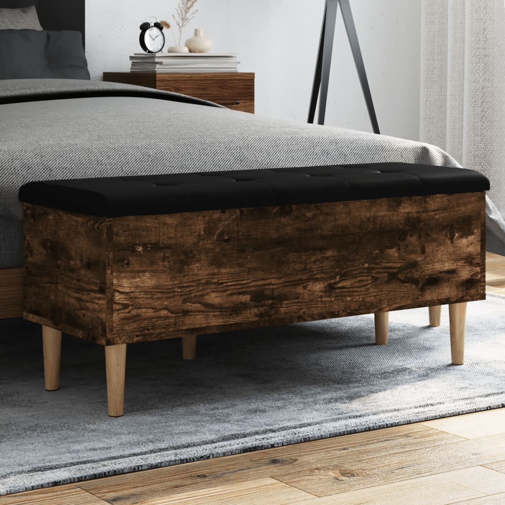 vidaXL Storage Bench Smoked Oak 102x42x46 cm Engineered Wood