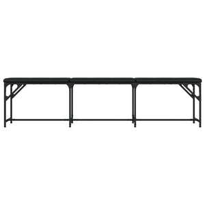 vidaXL Dining Bench Black 186x32x45 cm Steel and Faux Leather