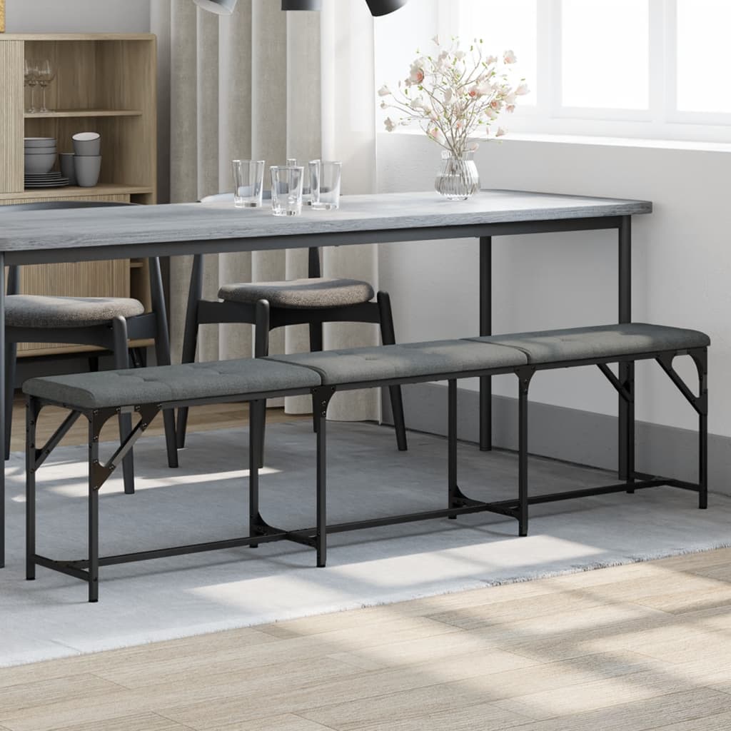 vidaXL Dining Bench Dark Grey 186x32x45 cm Steel and Fabric