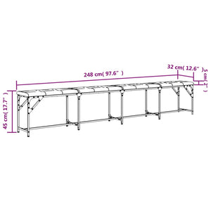 vidaXL Dining Bench Dark Grey 248x32x45 cm Steel and Fabric