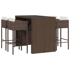 vidaXL 5 Piece Garden Bar Set with Cushions Brown Poly Rattan