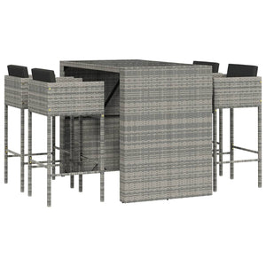 vidaXL 5 Piece Garden Bar Set with Cushions Grey Poly Rattan