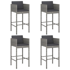 vidaXL 5 Piece Garden Bar Set with Cushions Grey Poly Rattan