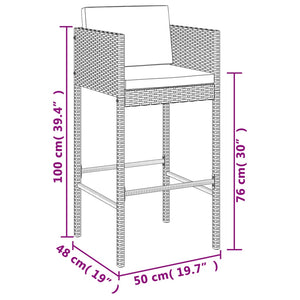 vidaXL 5 Piece Garden Bar Set with Cushions Grey Poly Rattan