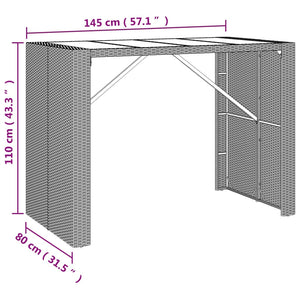 vidaXL 5 Piece Garden Bar Set with Cushions Grey Poly Rattan