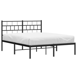 vidaXL Metal Bed Frame without Mattress with Headboard Black 160x200cm