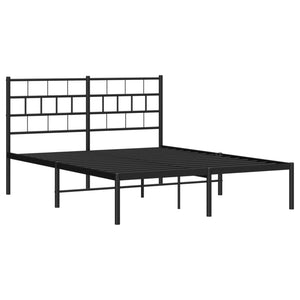 vidaXL Metal Bed Frame without Mattress with Headboard Black 160x200cm