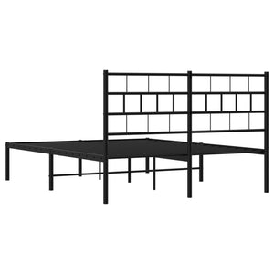 vidaXL Metal Bed Frame without Mattress with Headboard Black 160x200cm