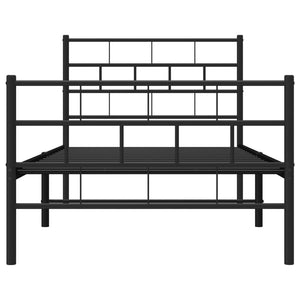 vidaXL Metal Bed Frame without Mattress with Footboard Black 90x200cm