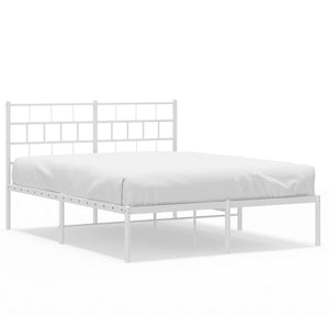 vidaXL Metal Bed Frame without Mattress with Headboard White 160x200cm