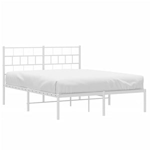 vidaXL Metal Bed Frame without Mattress with Headboard White 160x200cm