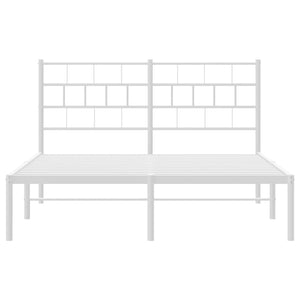 vidaXL Metal Bed Frame without Mattress with Headboard White 160x200cm