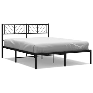 vidaXL Metal Bed Frame without Mattress with Headboard Black 140x200cm