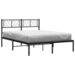 vidaXL Metal Bed Frame without Mattress with Headboard Black 140x200cm