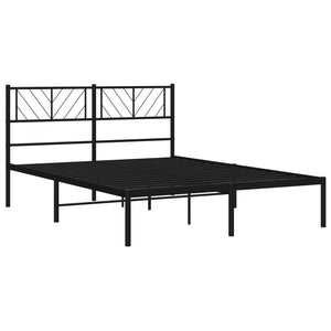 vidaXL Metal Bed Frame without Mattress with Headboard Black 140x200cm