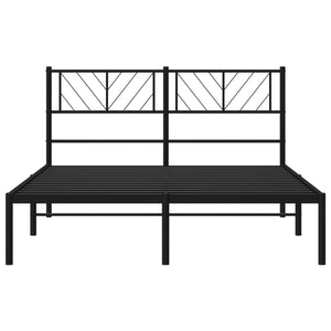 vidaXL Metal Bed Frame without Mattress with Headboard Black 140x200cm