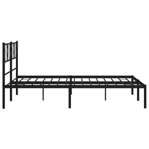 vidaXL Metal Bed Frame without Mattress with Headboard Black 140x200cm