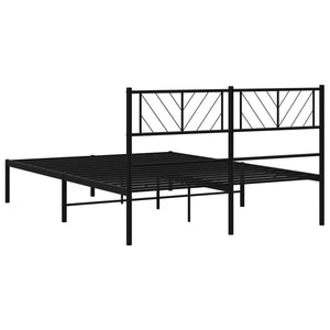 vidaXL Metal Bed Frame without Mattress with Headboard Black 140x200cm