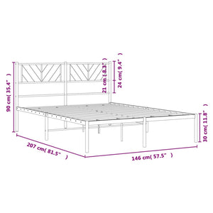 vidaXL Metal Bed Frame without Mattress with Headboard Black 140x200cm