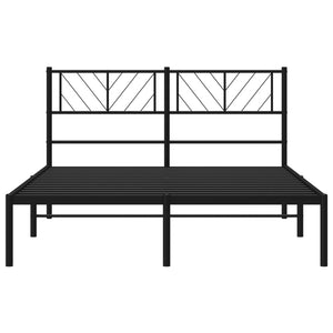 vidaXL Metal Bed Frame without Mattress with Headboard Black 160x200cm