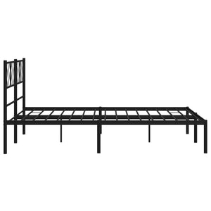 vidaXL Metal Bed Frame without Mattress with Headboard Black 160x200cm