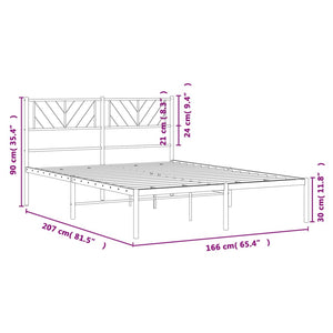 vidaXL Metal Bed Frame without Mattress with Headboard Black 160x200cm