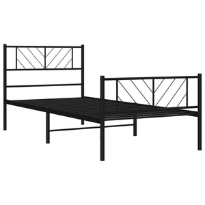 vidaXL Metal Bed Frame without Mattress with Footboard Black 90x200cm