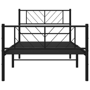 vidaXL Metal Bed Frame without Mattress with Footboard Black 90x200cm