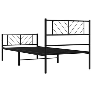 vidaXL Metal Bed Frame without Mattress with Footboard Black 90x200cm