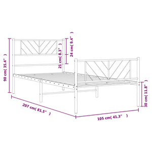 vidaXL Metal Bed Frame without Mattress with Footboard Black 100x200cm