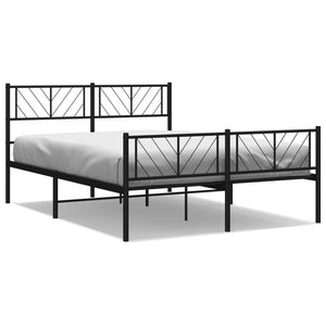 vidaXL Metal Bed Frame without Mattress with Footboard Black 160x200cm