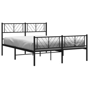 vidaXL Metal Bed Frame without Mattress with Footboard Black 160x200cm