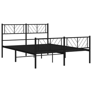 vidaXL Metal Bed Frame without Mattress with Footboard Black 160x200cm