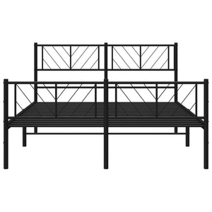 vidaXL Metal Bed Frame without Mattress with Footboard Black 160x200cm