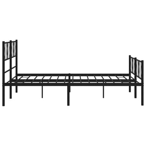 vidaXL Metal Bed Frame without Mattress with Footboard Black 160x200cm