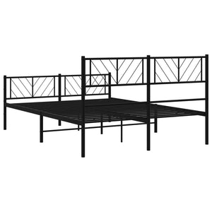 vidaXL Metal Bed Frame without Mattress with Footboard Black 160x200cm