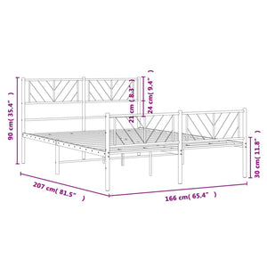 vidaXL Metal Bed Frame without Mattress with Footboard Black 160x200cm