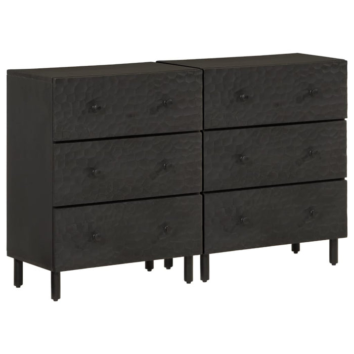 vidaXL Side Cabinets 2 pcs Black 60x33x75 cm Solid Wood Mango