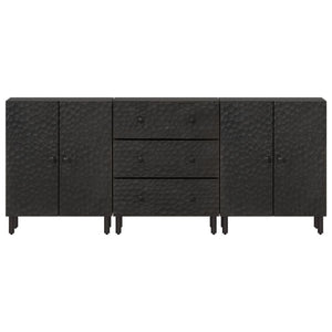 vidaXL Side Cabinets 3 pcs Black 60x33x75 cm Solid Wood Mango