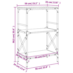 vidaXL Bookcase 3-Tier Black 59x35x90.5 cm Engineered Wood