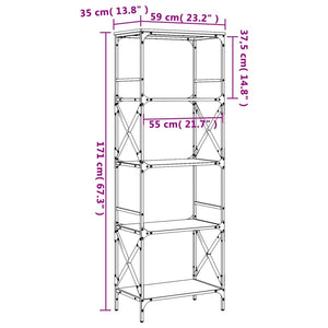 vidaXL Bookcase 5-Tier Sonoma Oak 59x35x171 cm Engineered Wood