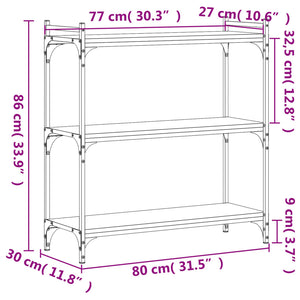 vidaXL Bookcase 3-Tier Sonoma Oak 80x30x86 cm Engineered Wood