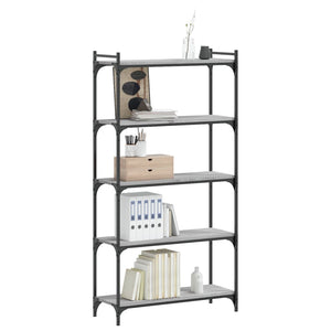 vidaXL Bookcase 5-Tier Grey Sonoma 80x30x154 cm Engineered Wood