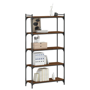 vidaXL Bookcase 5-Tier Brown Oak 80x30x154 cm Engineered Wood