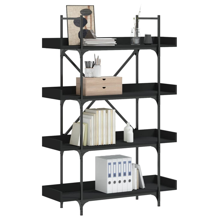 vidaXL Bookcase 4-Tier Black 100x33x145.5 cm Engineered Wood