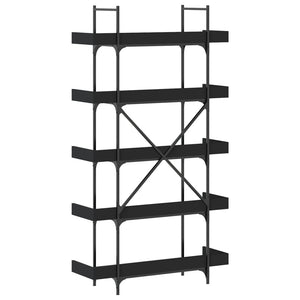 vidaXL Bookcase 5-Tier Black 100x33x180.5 cm Engineered Wood