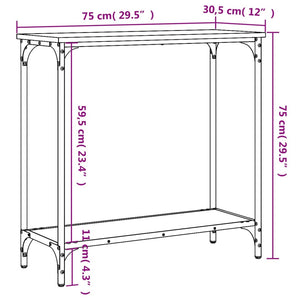 vidaXL Console Table Grey Sonoma 75x30.5x75 cm Engineered Wood