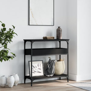 vidaXL Console Table with Shelf Black 75x29x75cm Engineered Wood